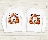 Ghostly Cocoa Halloween Sublimated Graphic Youth Long Sleeve T-shirts