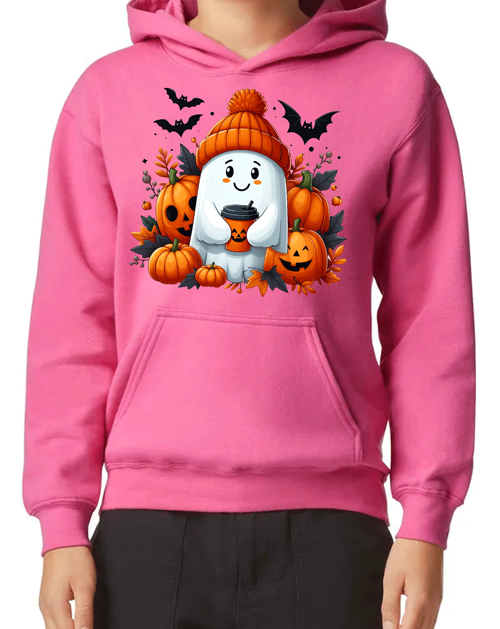 Ghostly Cocoa HTV Graphic Youth Pullover Hoodies