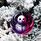 Decorative ornament with a snowman design on a Christmas tree