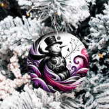 Decorative Christmas ornament with a snowman design on a tree