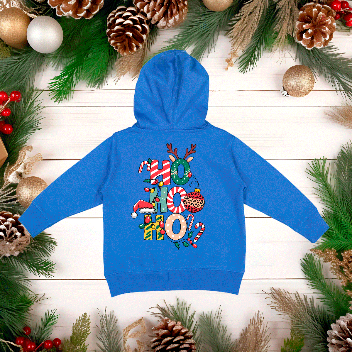 Santa & Friends Ho Ho  Ho Christmas HTV Toddler Full Zip Hoodies