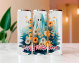 Happy Halloween Sheet Ghost Sublimated Skinny Tumblers