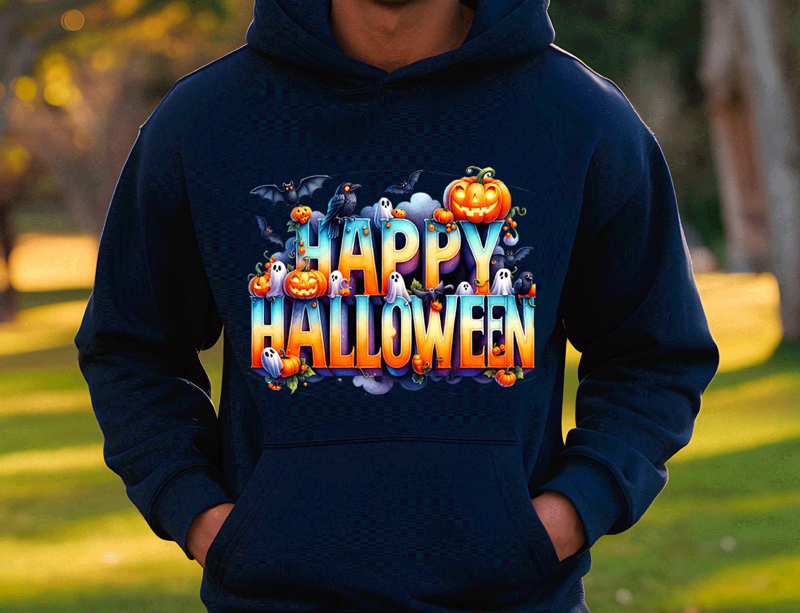 Happy Halloween Pumpkin Crew HTV Graphic Unisex Pullover Hoodies