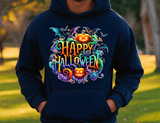 Happy Halloween Bat Crew HTV Graphic Unisex Pullover Hoodies