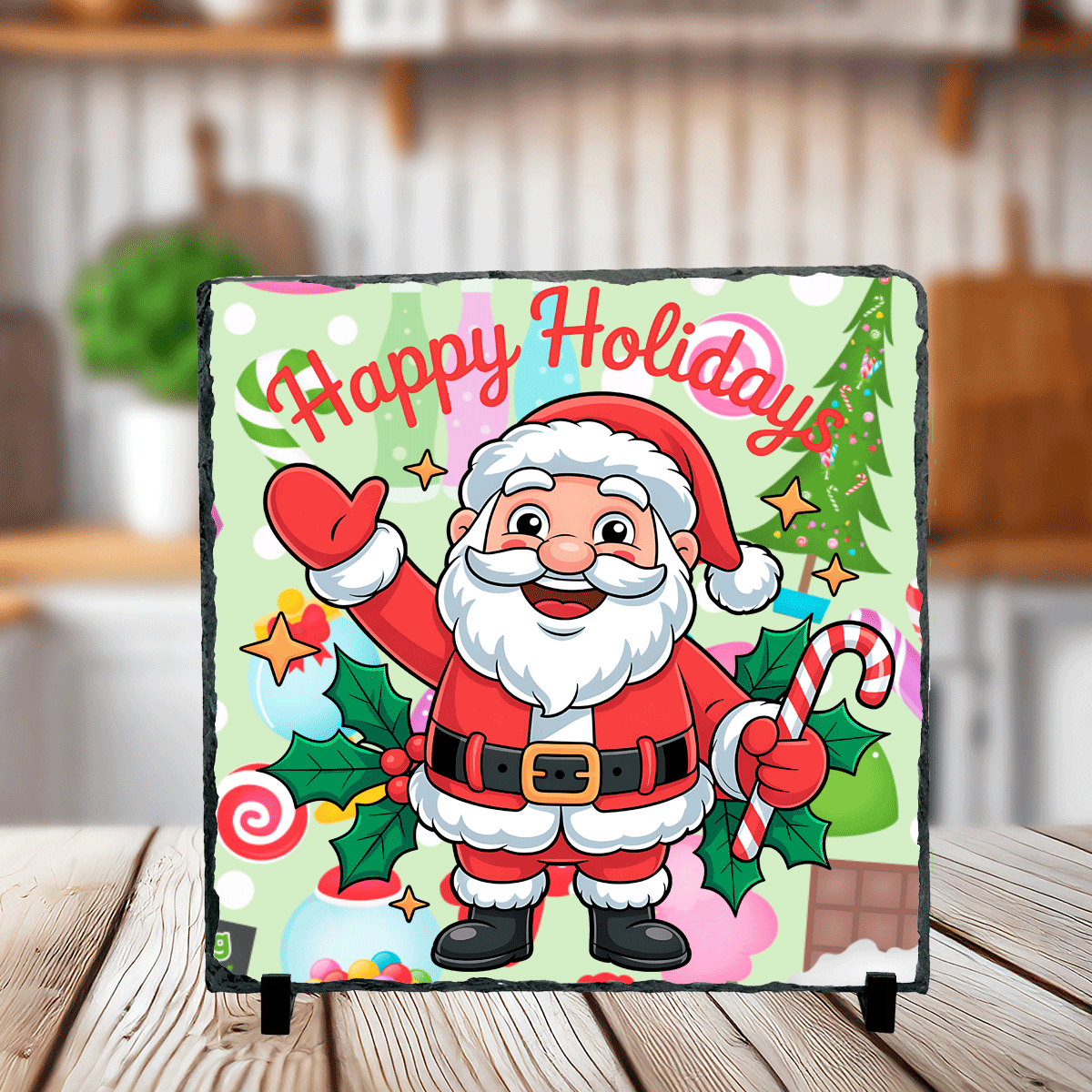 Happy Holiday Santa Christmas Sublimated Square Photo Slates