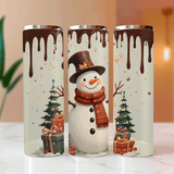 Happy Choco Snowman Christmas Sublimated Skinny Tumblers