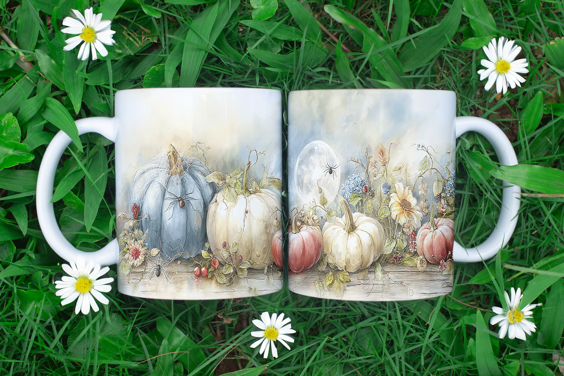 Pastel Harvest Halloween Sublimated Coffee Mugs
