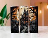 Haunted Castle Halloween Sublimated Skinny Tumblers