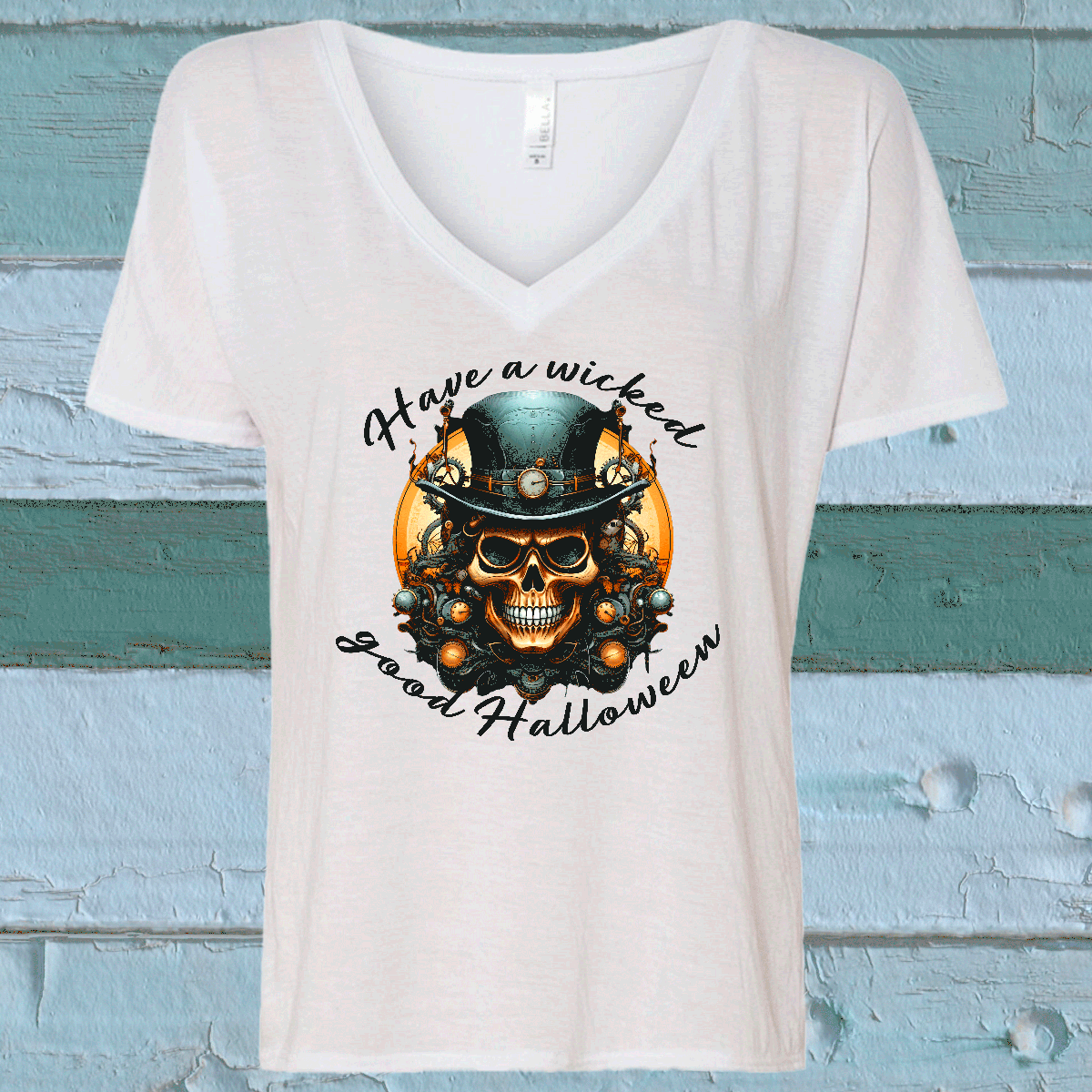 Wicked Good Halloween Sublimated Graphic Ladies V-neck T-shirts