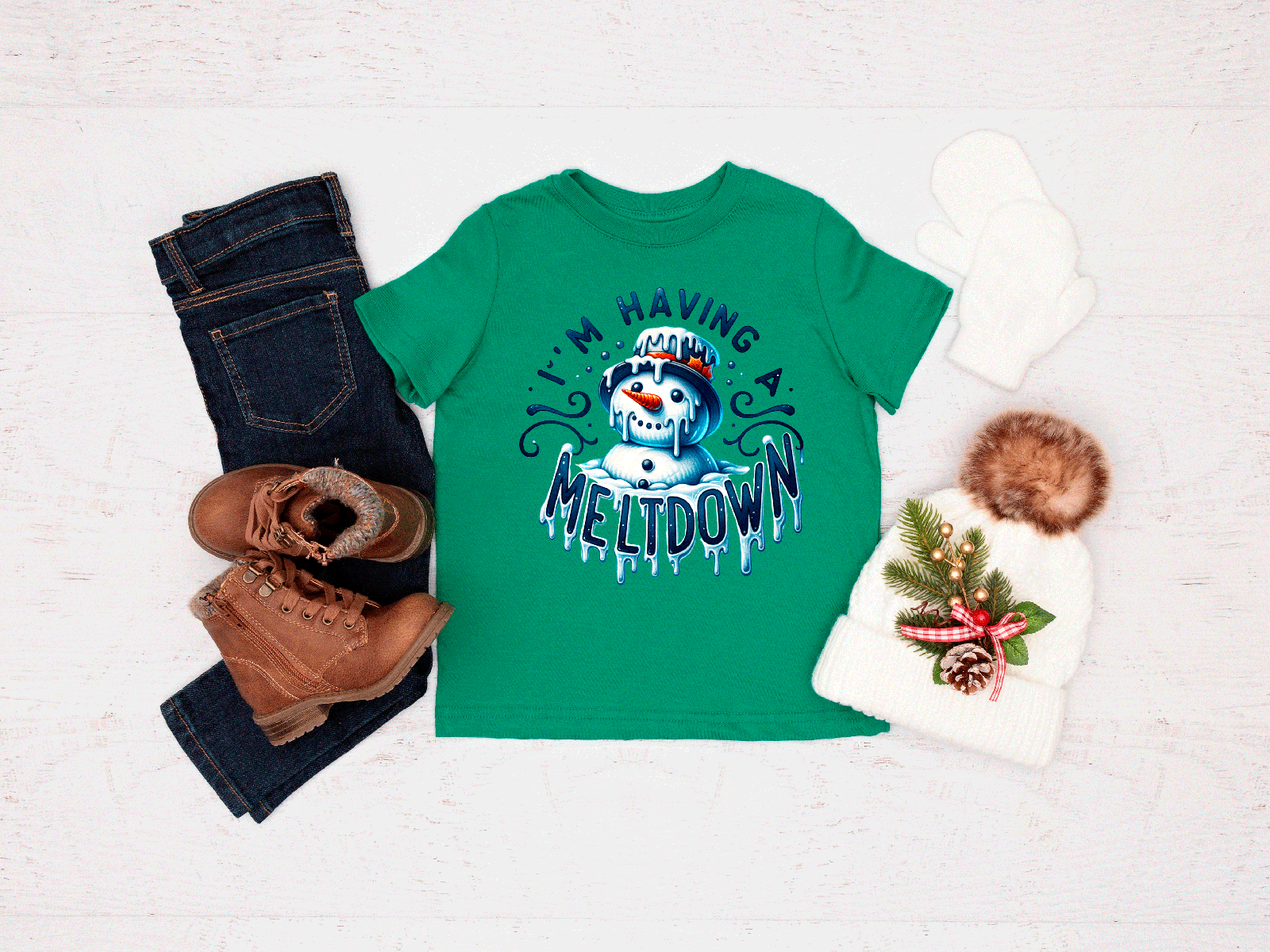 Having A Meltdown Christmas HTV Graphic Toddler T-shirts