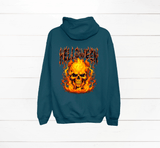 Helloween Flaming Skull HTV Graphic Unisex Full Zip Hoodies