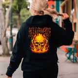 Helloween Flaming Skull HTV Graphic Ladies Full Zip Hoodies
