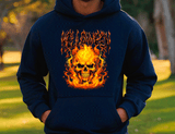 Helloween Flaming Skull HTV Graphic Unisex Pullover Hoodies