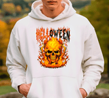 Helloween Flaming Skull HTV Graphic Unisex Pullover Hoodies