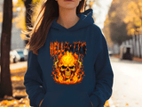Helloween Skull Flames HTV Graphic Ladies Pullover Hoodies
