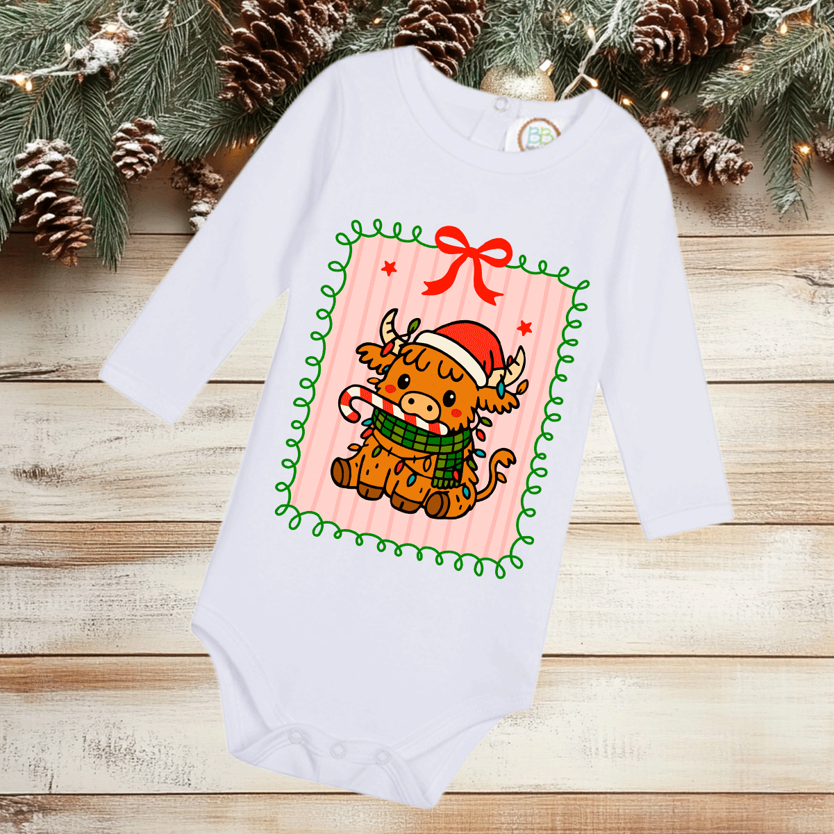 Ho Ho Ho Reindeer Christmas Sublimated Infant Long Sleeve Bodysuits