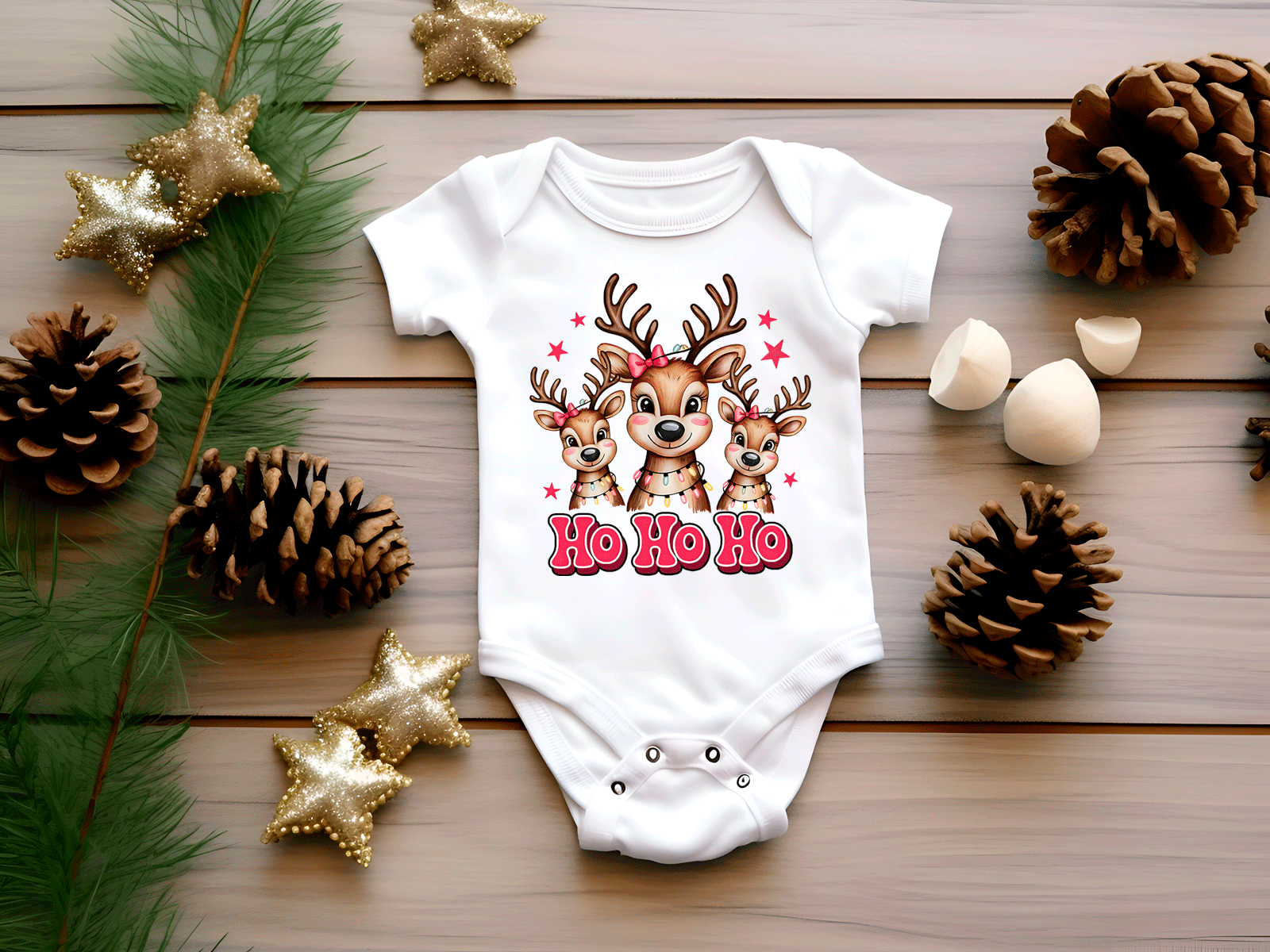 Ho Ho Ho Reindeer Christmas Sublimated Infant Bodysuits