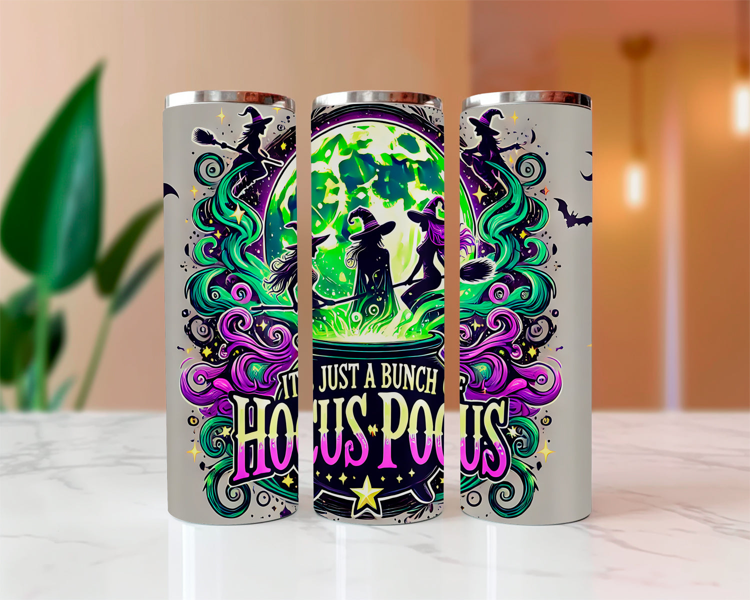 Hocus Pocus Halloween Sublimated Skinny Tumblers