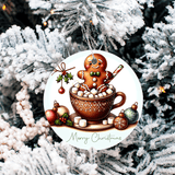 Gingers Love Cocoa Christmas  Sublimated Ceramic Ornament 3" Set Of 6