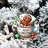 Gingers Love Cocoa Christmas  Sublimated Ceramic Ornament 3" Set Of 6