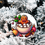 Gingers Love Cocoa Christmas  Sublimated Ceramic Ornament 3" Set Of 6