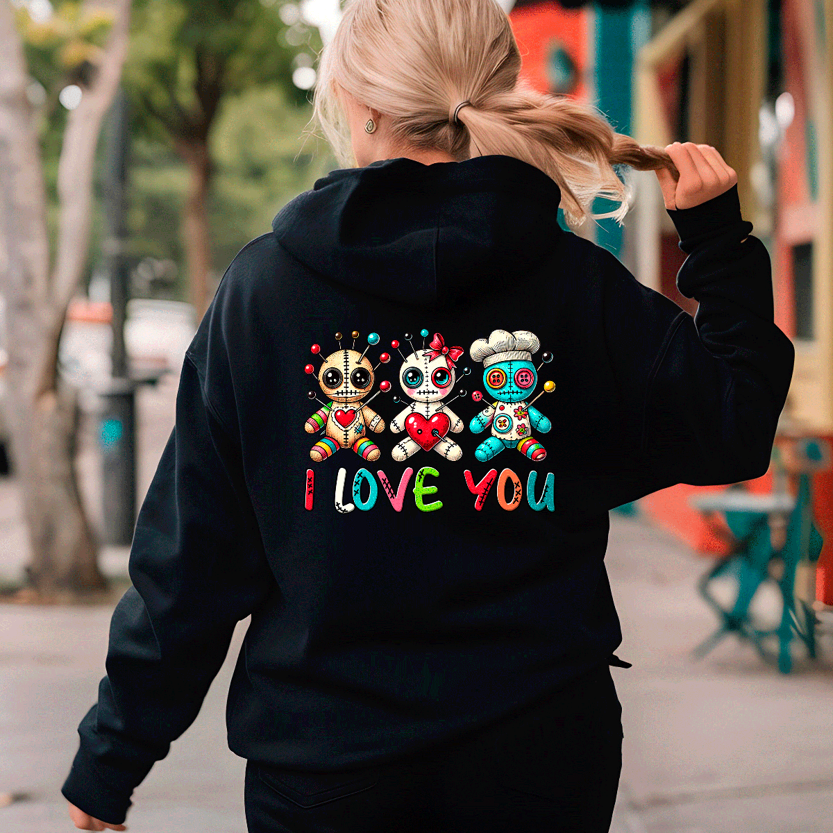 I Love You Voodoo Halloween HTV Graphic Ladies Full Zip Hoodies