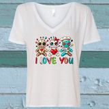 I Loved You Voodoo Halloween Sublimated Graphic Ladies V-neck T-shirts
