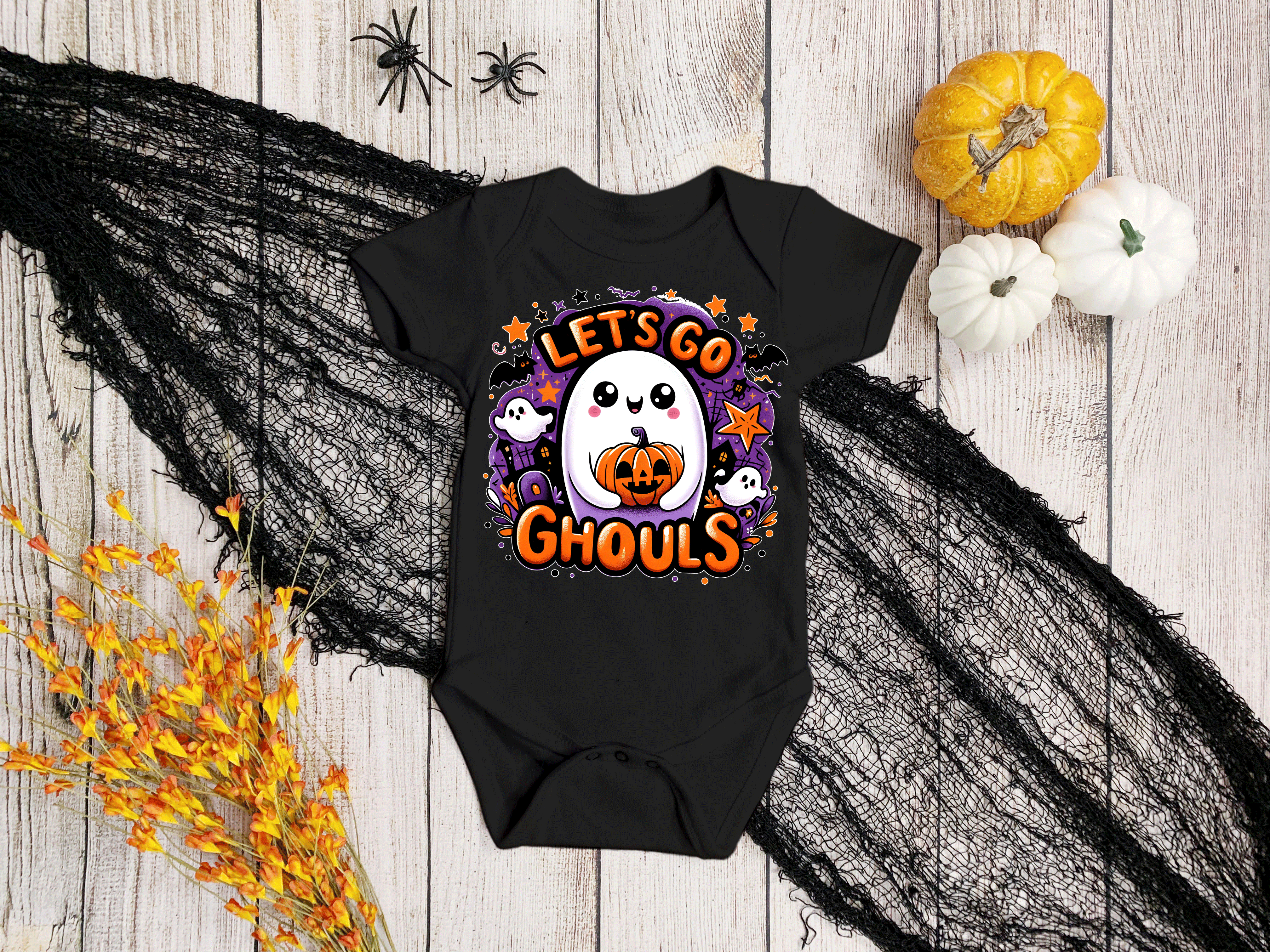 Let's Go Ghoulsl Halloween HTV Infant Bodysuits