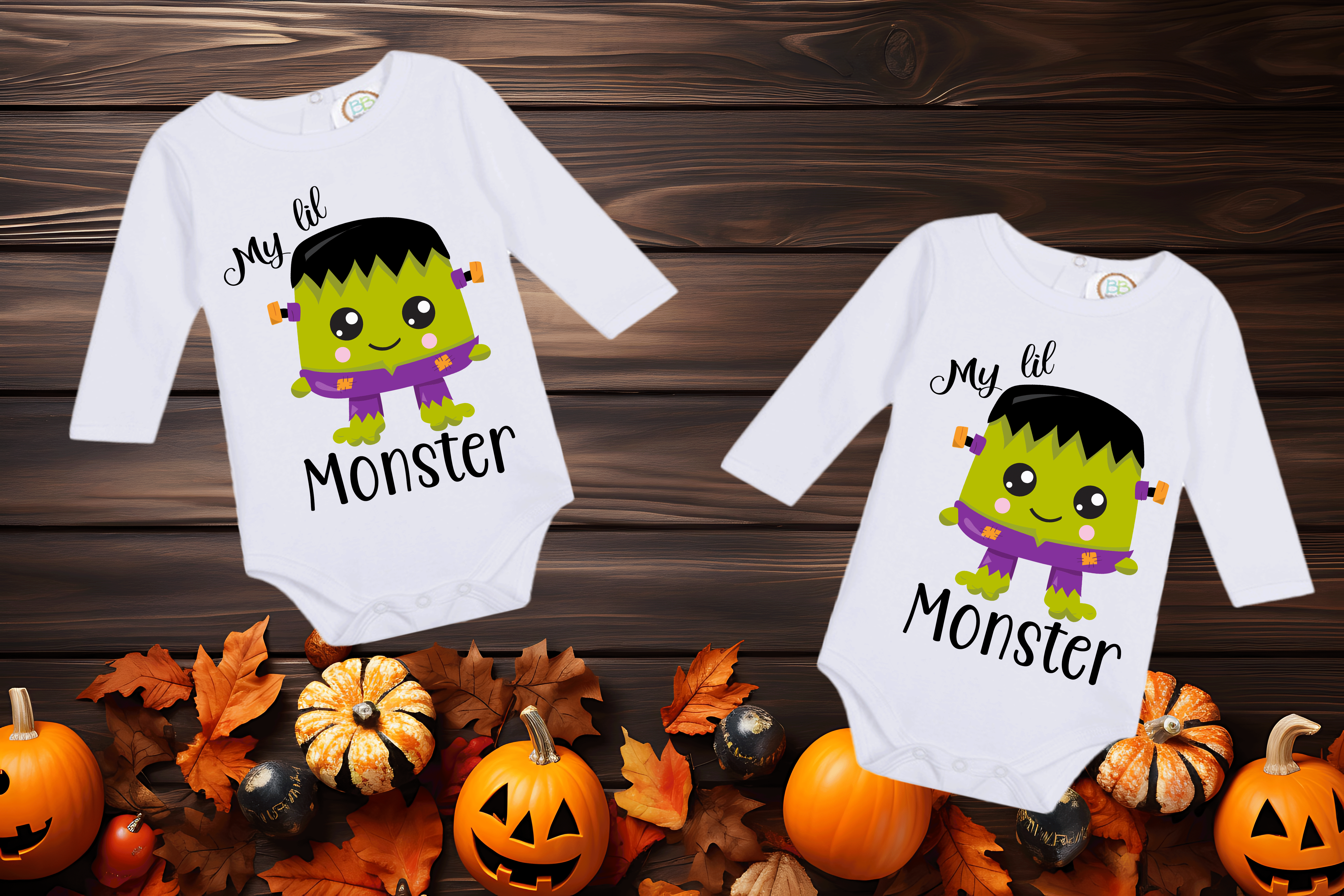 My Lil Monster Haloween Sublimated Infant Long Sleeve Bodysuits