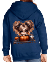 A Little Witch Halloween HTV Graphic Youth Full-zip Hoodies
