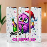 Merry Christmas Crazy Bird Sublimated Skinny Tumblers