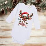 Merry Christmas Rudolph Sublimated Infant Long Sleeve Bodysuits