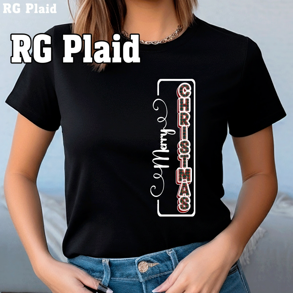 Person wearing a black t-shirt with 'Merry Christmas' design.