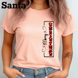 Merry Christmas Vertical HTV Graphic Ladies T-shirts