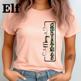 Merry Christmas Vertical HTV Graphic Ladies T-shirts