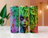 Neon Haunted Soul Halloween Sublimated Skinny Tumblers