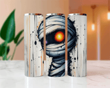 Neon Zombie White Halloween Sublimated Skinny Tumblers