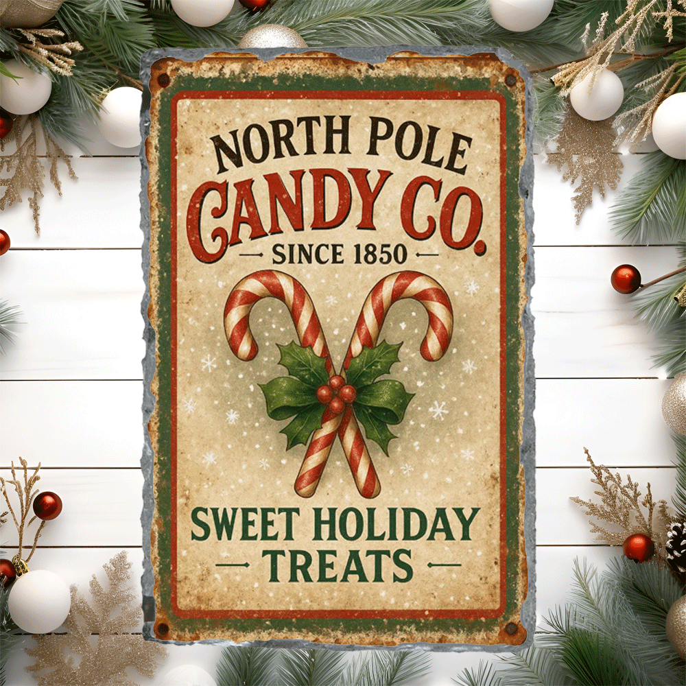 North Pole Candy Co. Christmas Sublimated Rectangle Slates