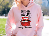 Santa Chimney Oh Shit Christmas HTV Graphic Ladies Pullover Hoodies