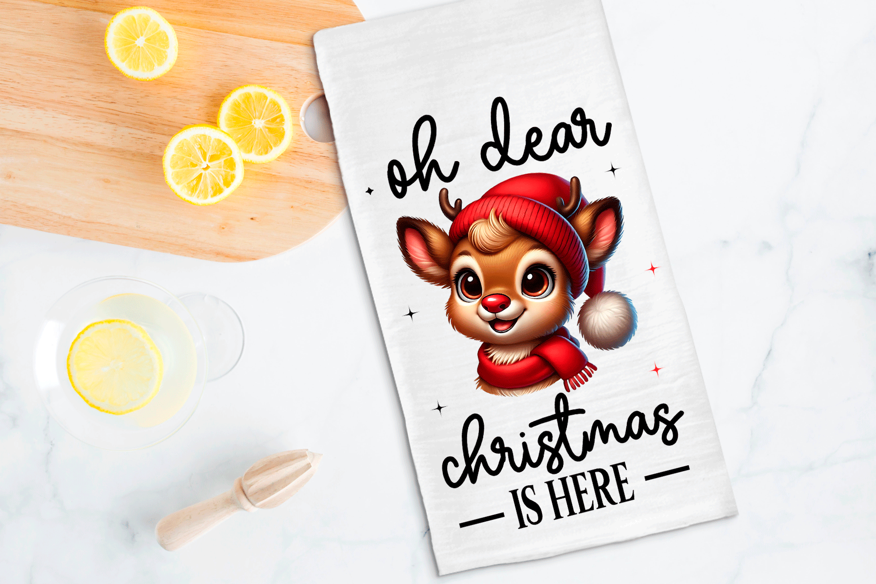 Oh Dear Reindeer Christmas Sublimated Kitchen Towels