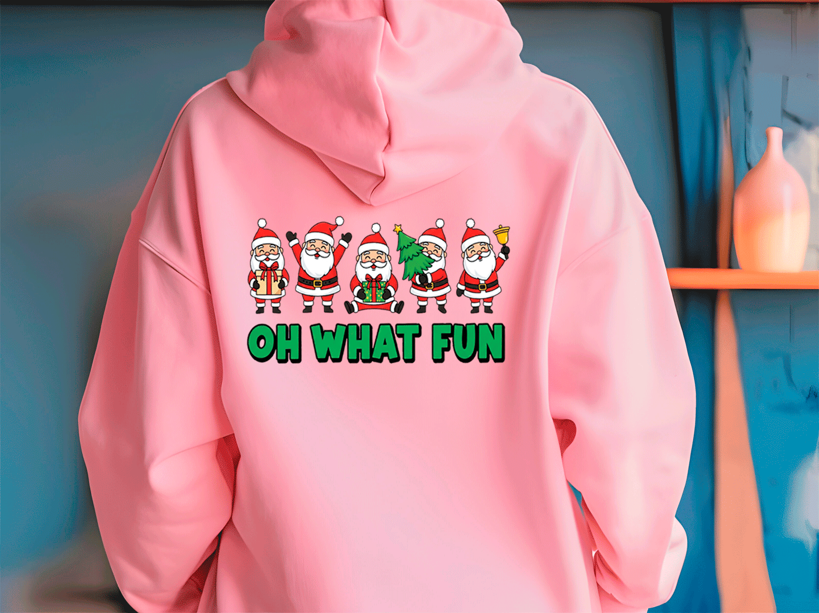 Oh What Fun Santas Christmas HTV Graphic Ladies Full Zip Hoodies