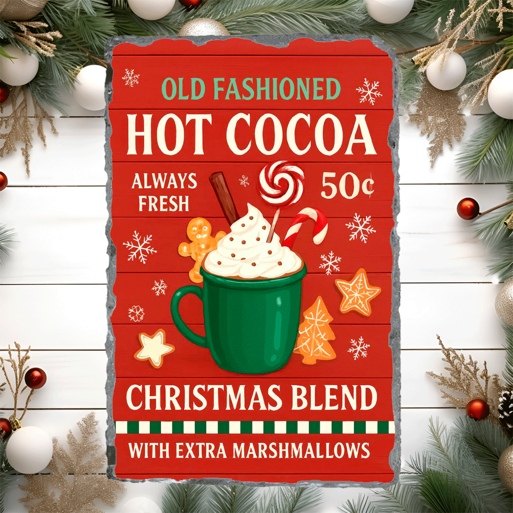 Hot Cocoa Old  Fashioned Christmas Sublimated Rectangle Slates