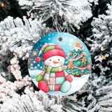 Patchwork Popsi Christmas Sublimated Ceramic Ornament 3" Set Of 4