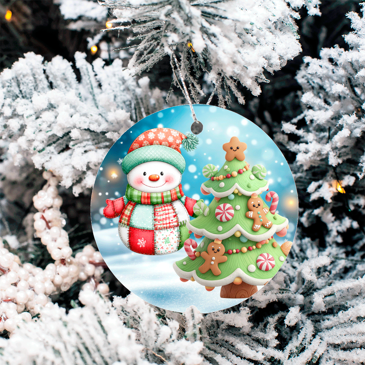 Patchwork Popsi Christmas Sublimated Ceramic Ornament 3" Set Of 4