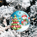 Patchwork Popsi Christmas Sublimated Ceramic Ornament 3" Set Of 4