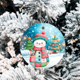 Patchwork Popsi Christmas Sublimated Ceramic Ornament 3" Set Of 4