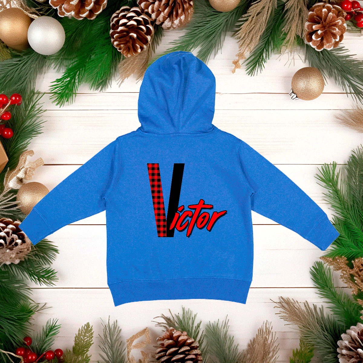 Personalized Buffalo Plaid Alpha HTV Toddler Full Zip Hoodies