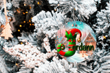 Personaized Elf Alpha Sublimated 3" Round Ceramic Ornament