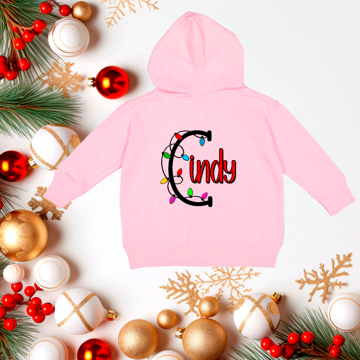 Personalized Christmas Lights Alpha HTV Infant Full Zip Hoodies