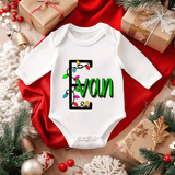 Personalized Christmas Lights Alpha Sublimated Infant Long Sleeve Bodysuits
